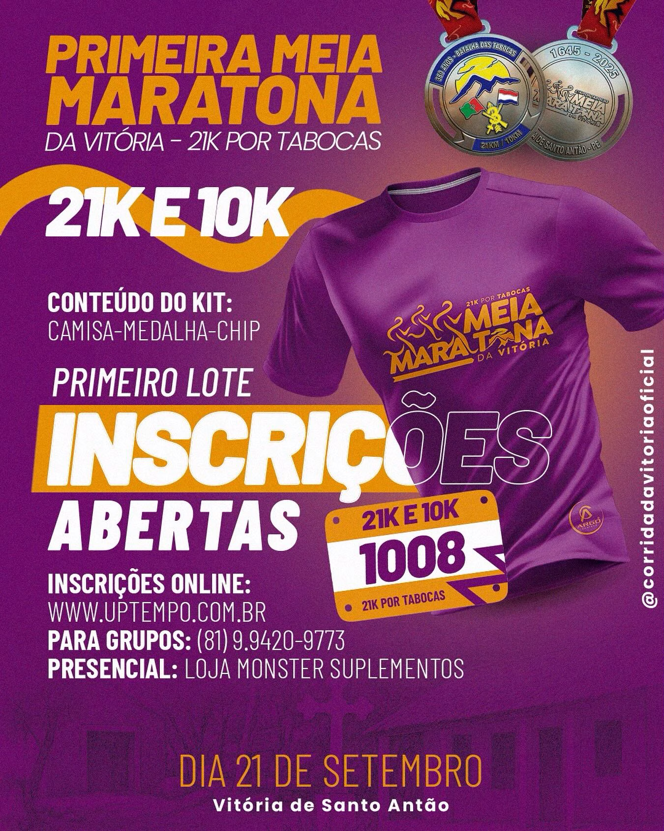 21/09/2025 - 1ª Meia Maratona da Vitória | Vitória de Santo Antão: 1ª Meia Maratona da Vitória
