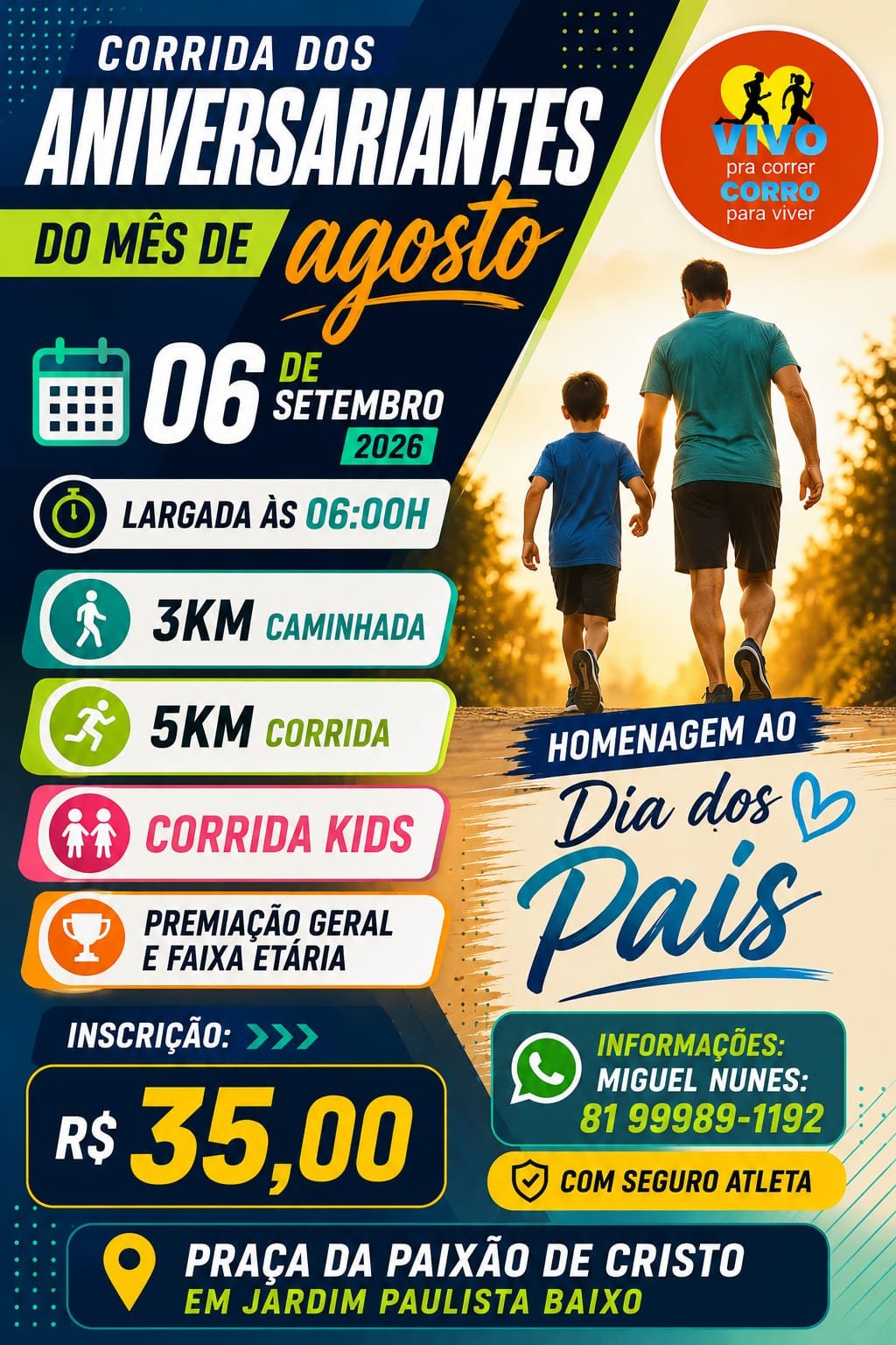 corrida dos aniversariantes do mês de agosto